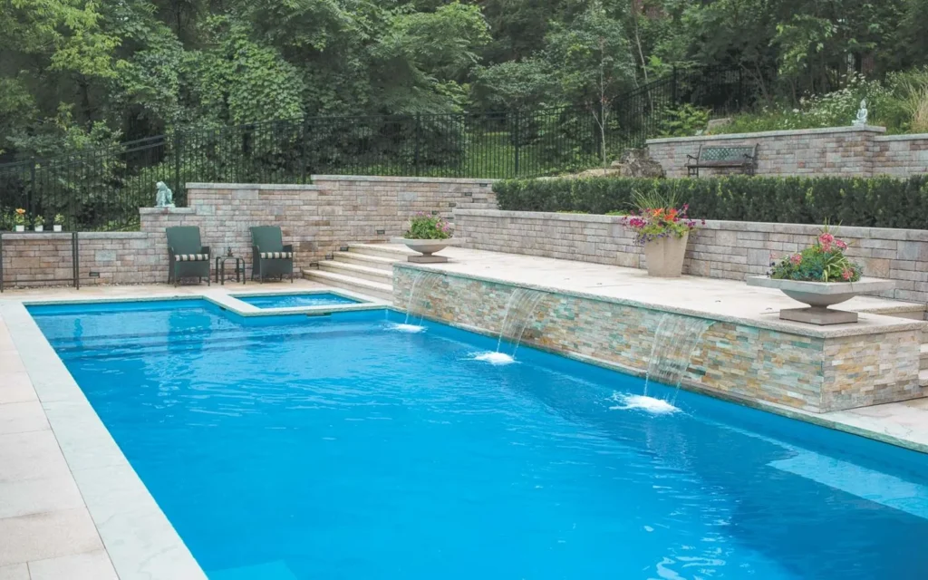 Leisure Ultimate with a built-in spa and three sheer waterfalls